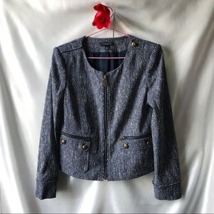 Ann Taylor Navy Tweed Blazer Jacket